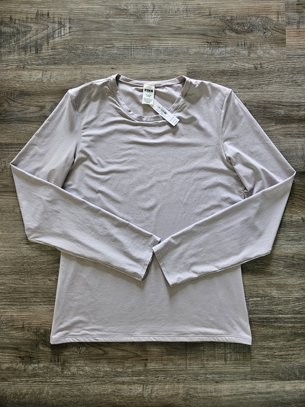 PINK Victoria's Secret Pale Lavender Rhinestone Long-Sleeve Crewneck Top